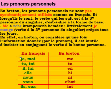 pronoms personnels en breton